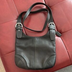 Sold-Coach Black Leather Shoulder Bag